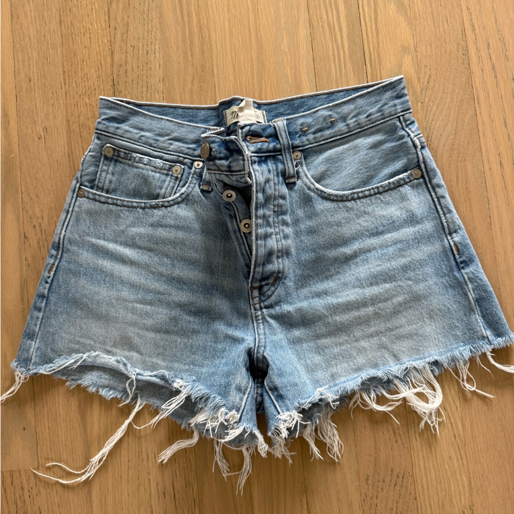 Madewell Light Blue Frayed Jean Shorts